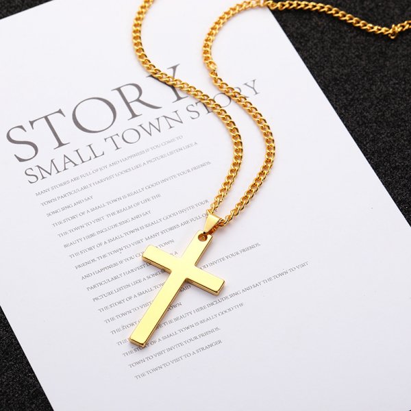 Stainless Steel Cross Shelf Men's Necklace