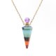 Natural Seven-color Stitching Crystal Stone Hexagonal Cone Perfume Essential Oil Bottle Pendant Necklace