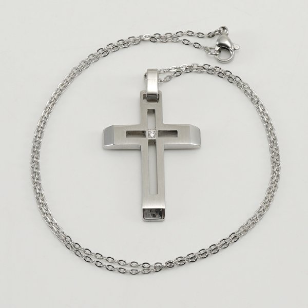 Fashion Simple Sense Hollow Jeweled Cross Necklace