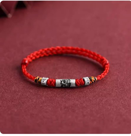 Pure Silver Twelve Zodiac Red Rope Bracelet