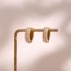 Women's Fashion Simple Stainless Steel Gold Pearl Earrings